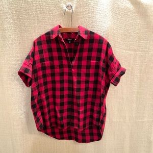 Madewell Red and Black Short Sleeve Flannel XXS